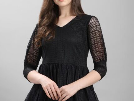 Peppy Black Coloured Net Russell Net Partywear Top