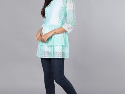 Classy Blue Coloured Net Russell Net Dress