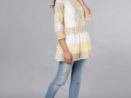 Designer Yellow Coloured Net Russell Net Dress