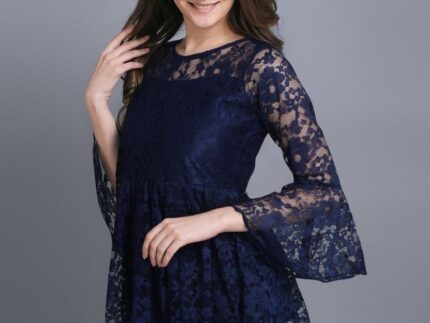 Beauteous Blue Coloured Net Russell Net Tops