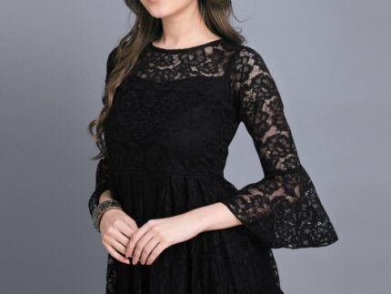 Amiable Black Coloured Net Russell Net Tops