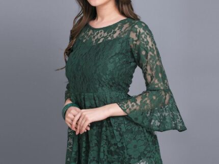 Adorable Green Coloured Net Russell Net Tops