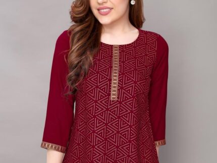 Maroon Printed Top