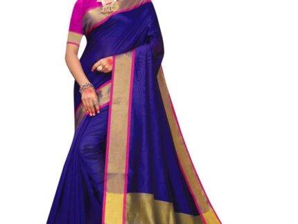 Navy Blue Coloured Chanderi Woven Casual saree