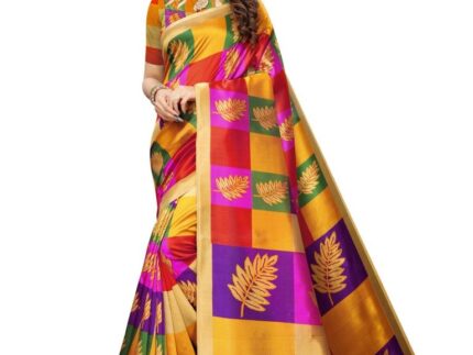 Beige Coloured Poly Silk Printed Casual saree