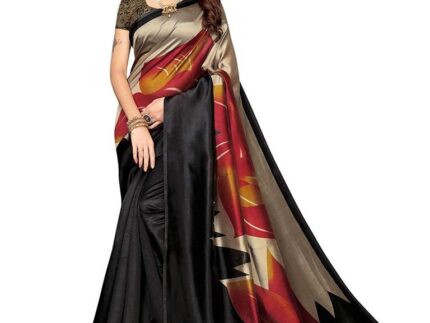 Black Coloured Poly Silk Printed Casual saree