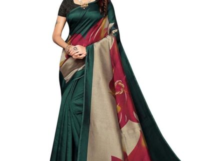Turquoise Blue Coloured Poly Silk Printed Casual saree