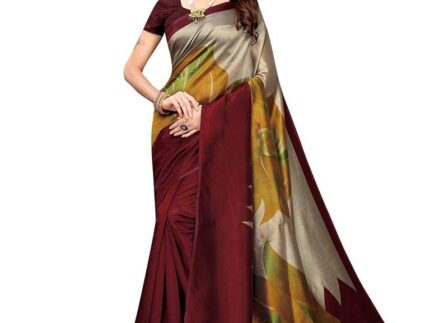 Maroon Coloured Poly Silk Printed Casual saree