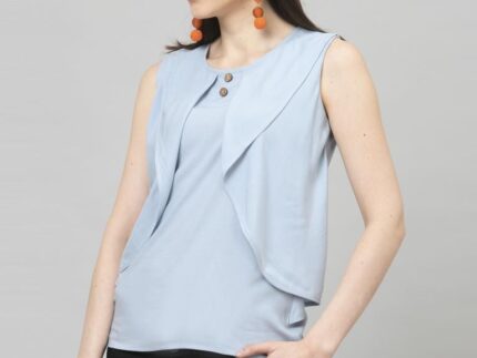 Sensuous Powder Blue Coloured Dyed Rayon Tops