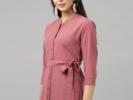 Aesthetic Pink Coloured Dyed Georgette Tops