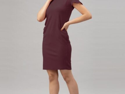 Idyiic Dark Brown Coloured Knitted Lycra Dress