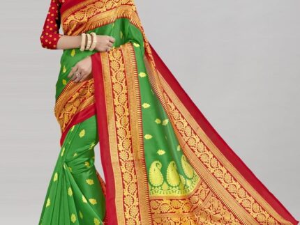 Green Coloured Poly Silk Printed Partywear saree