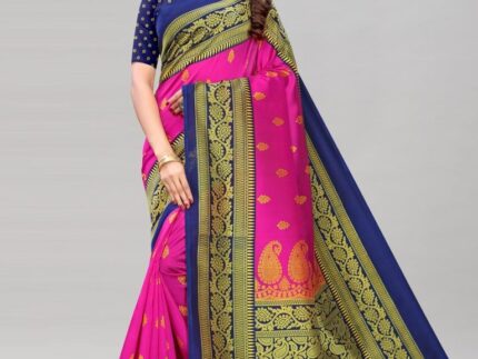Pink Coloured Poly Silk Printed Partywear saree