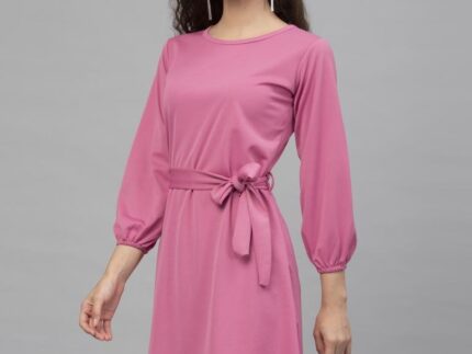 Divine Pink Coloured Knitted Lycra Dress