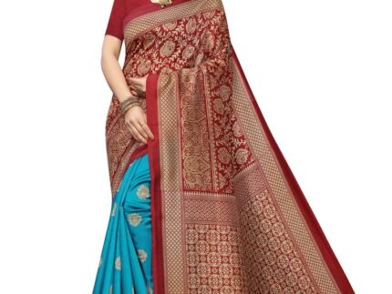 Maroon Coloured Poly Silk Printed Saree