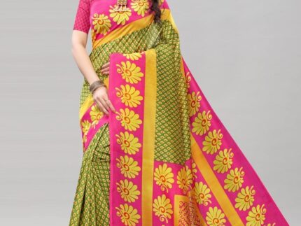 Pink Coloured Poly Silk Printed Casual saree