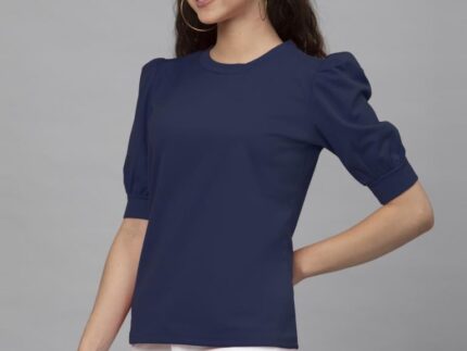 Fantastic Blue Coloured Knitted Lycra Tops