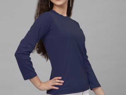 Beauteous Blue Coloured Knitted Lycra Tops