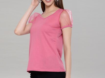 Pink Coloured Knitted Lycra Top