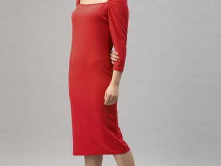 Awesome Red Coloured Knitted Lycra Tops