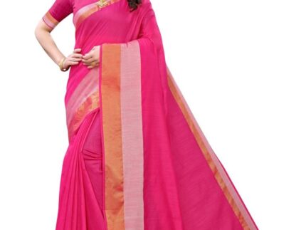 Pink Coloured Poly Cotton Self Woven Casual saree