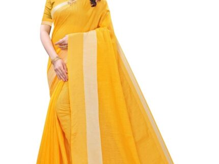 Yellow Coloured Poly Cotton Self Woven Casual saree
