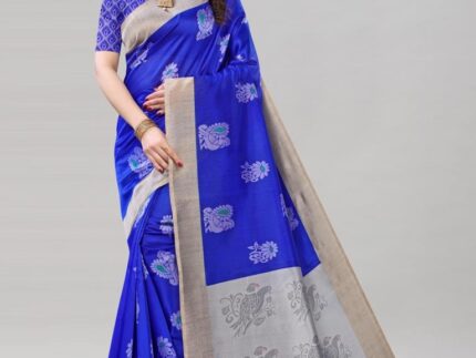 Royal Blue Silk Printed Saree