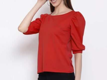 Red Coloured Knitted Lycra Top