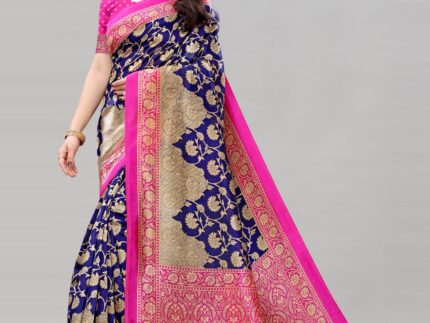 Navy Blue Printed Wear Saree