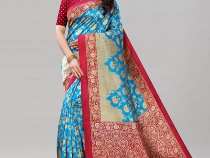 Sky Blue Banarasi Silk Saree