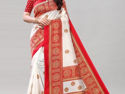 White Banarasi Silk Saree
