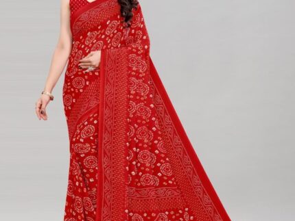 Ruby Red Printed Saree