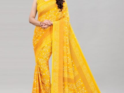 Imperial Yellow Printed Saree
