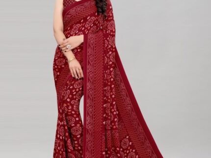 Vintage Maroon Printed Saree