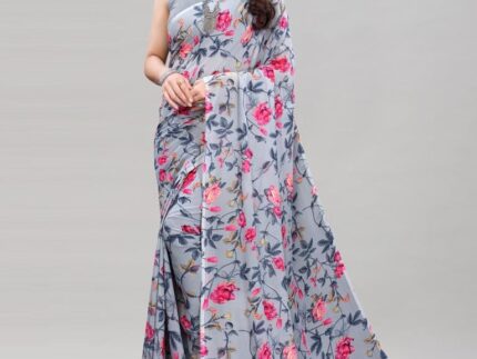Grey Printed Saree