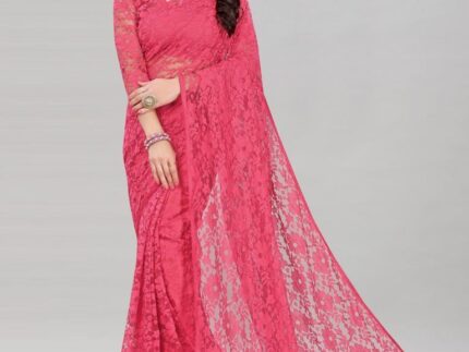 Rose Pink Coloured Russel Net Partywear saree