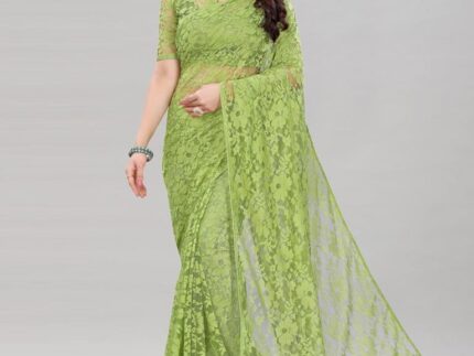Pista Green Coloured Russel Net Partywear saree