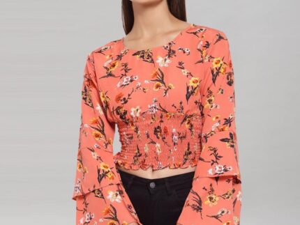 Peach Colored Crepe Printed Top