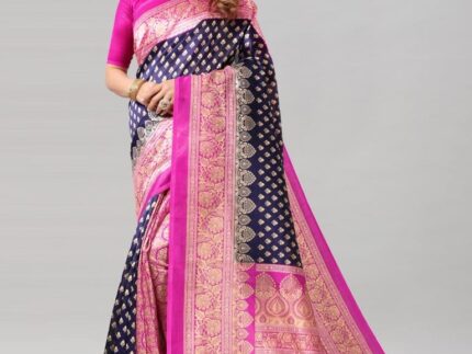 Pink Coloured Poly Silk Printed Saree