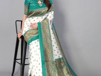 White Banarasi Silk Saree