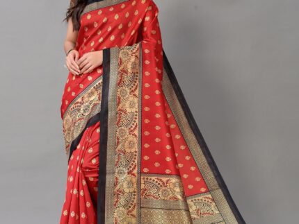 Red And Beige Silk Saree
