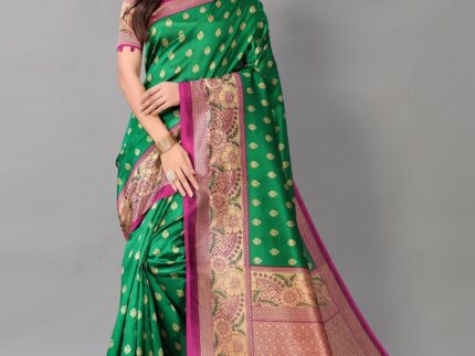 Green And Beige Silk Saree