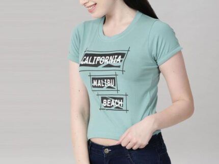 Dusty Green Coloured Cotton Blend Printed Top