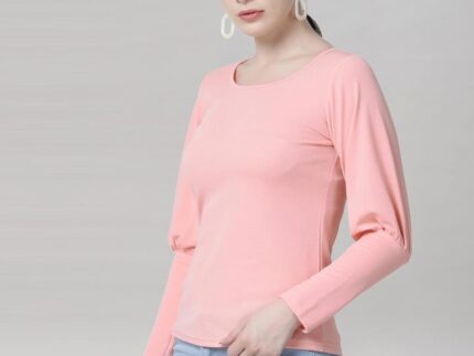 Peach Coloured Lycra Knitted Top
