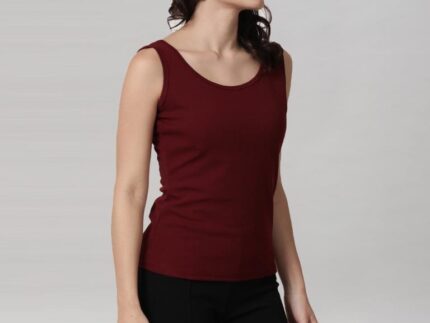Maroon Coloured Lycra Knitted Top