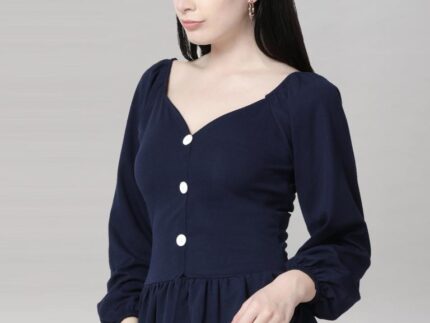 Blue Coloured Lycra Knitted Top