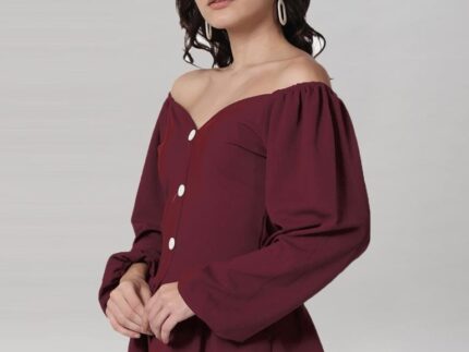 Maroon Coloured Lycra Knitted Top