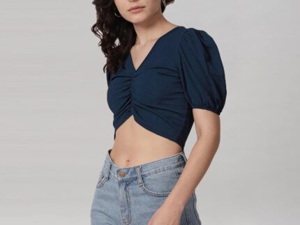 Blue Coloured Lycra Knitted Top