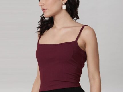 Maroon Coloured Lycra Knitted Top