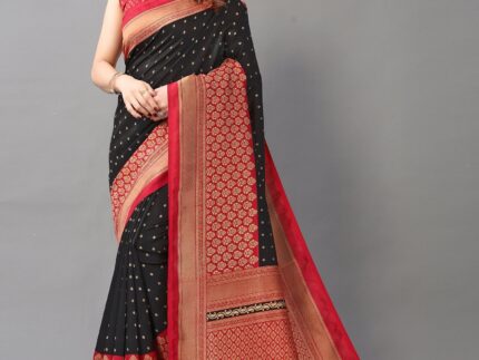 Black And Beige Silk Saree